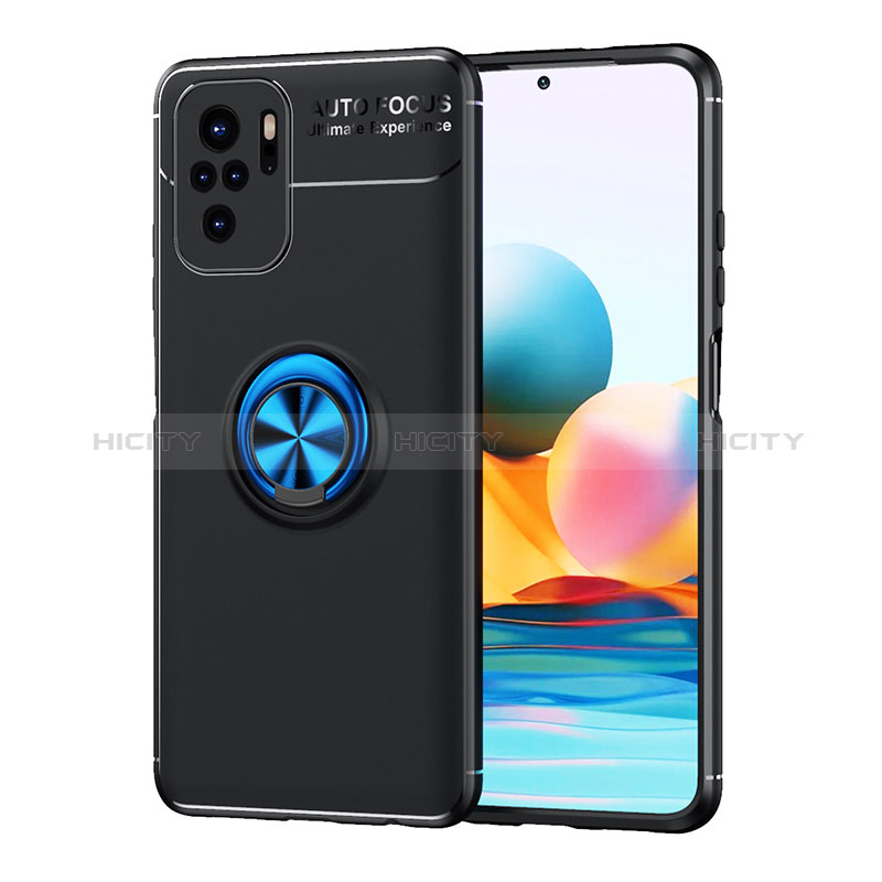 Custodia Silicone Ultra Sottile Morbida Cover con Magnetico Anello Supporto SD1 per Xiaomi Redmi Note 10S 4G Blu e Nero