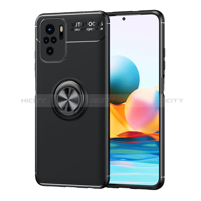 Custodia Silicone Ultra Sottile Morbida Cover con Magnetico Anello Supporto SD1 per Xiaomi Redmi Note 10S 4G Nero