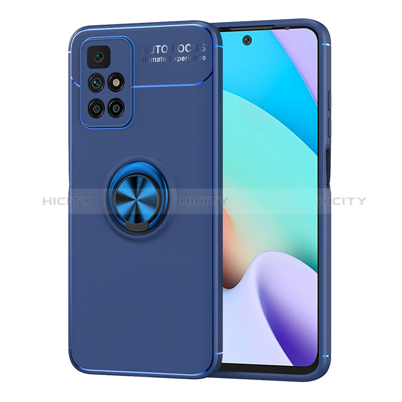 Custodia Silicone Ultra Sottile Morbida Cover con Magnetico Anello Supporto SD1 per Xiaomi Redmi Note 11 4G (2021) Blu