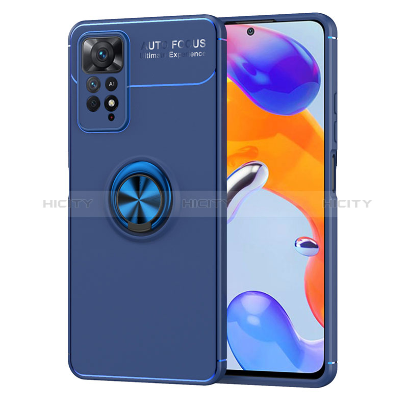 Custodia Silicone Ultra Sottile Morbida Cover con Magnetico Anello Supporto SD1 per Xiaomi Redmi Note 11 Pro 4G Blu