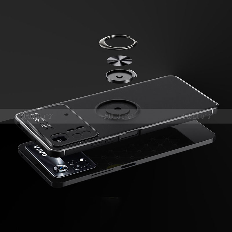 Custodia Silicone Ultra Sottile Morbida Cover con Magnetico Anello Supporto SD1 per Xiaomi Redmi Note 11E Pro 5G