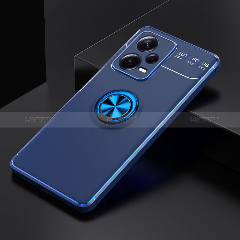 Custodia Silicone Ultra Sottile Morbida Cover con Magnetico Anello Supporto SD1 per Xiaomi Redmi Note 12 Explorer Blu