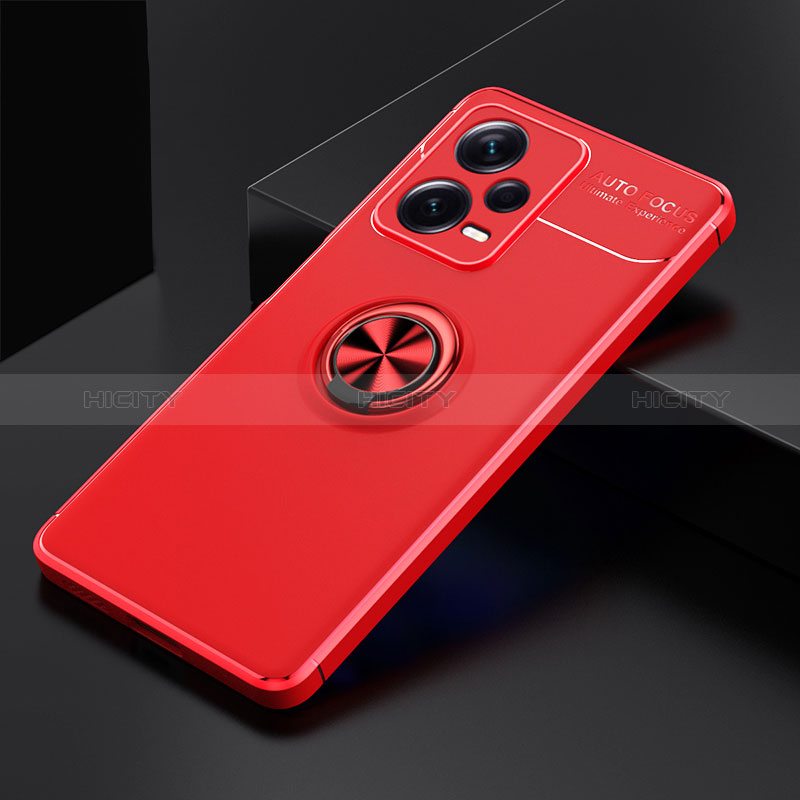 Custodia Silicone Ultra Sottile Morbida Cover con Magnetico Anello Supporto SD1 per Xiaomi Redmi Note 12 Explorer Rosso