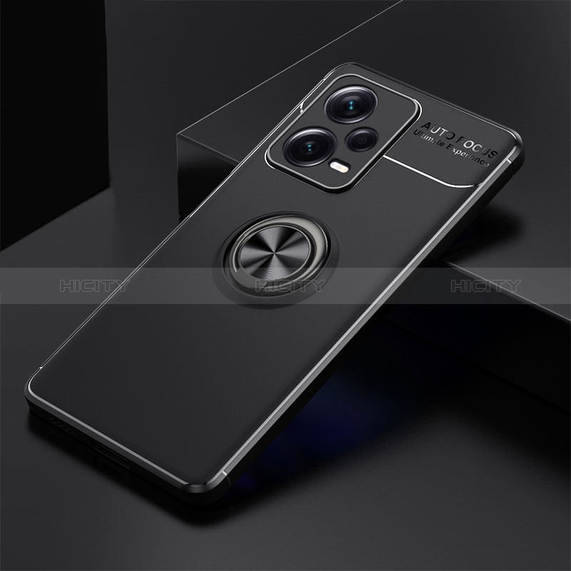 Custodia Silicone Ultra Sottile Morbida Cover con Magnetico Anello Supporto SD1 per Xiaomi Redmi Note 12 Pro+ Plus 5G Nero