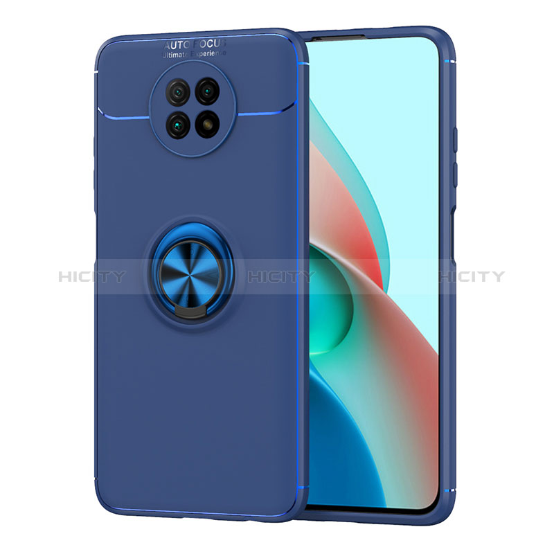 Custodia Silicone Ultra Sottile Morbida Cover con Magnetico Anello Supporto SD1 per Xiaomi Redmi Note 9 5G Blu