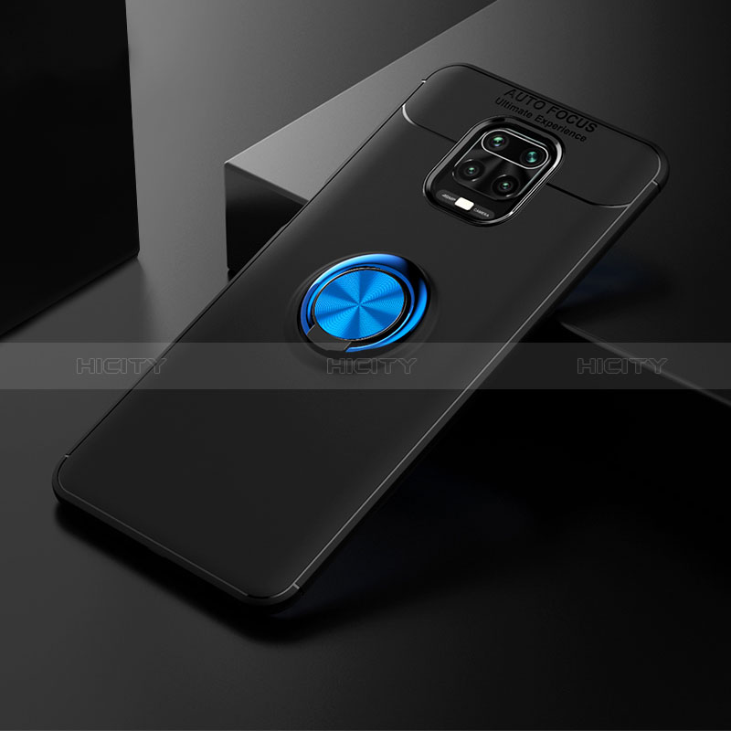 Custodia Silicone Ultra Sottile Morbida Cover con Magnetico Anello Supporto SD1 per Xiaomi Redmi Note 9 Pro Blu e Nero