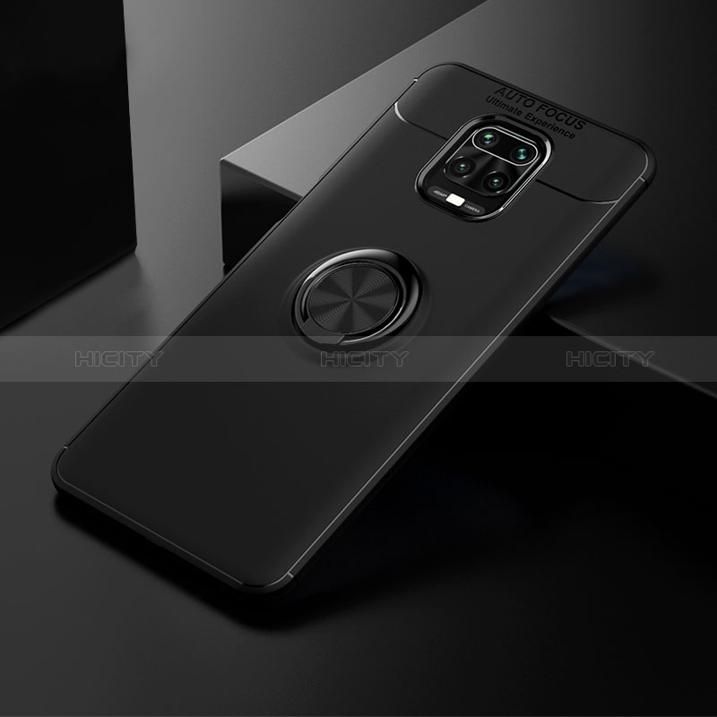 Custodia Silicone Ultra Sottile Morbida Cover con Magnetico Anello Supporto SD1 per Xiaomi Redmi Note 9 Pro Max Nero