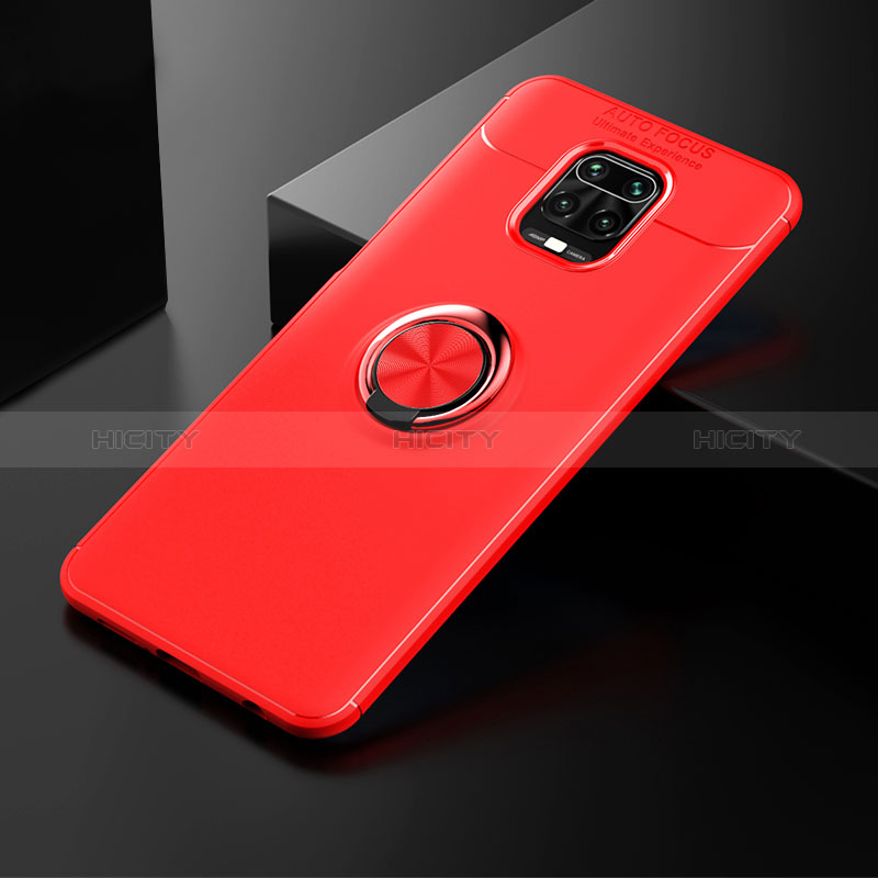 Custodia Silicone Ultra Sottile Morbida Cover con Magnetico Anello Supporto SD1 per Xiaomi Redmi Note 9 Pro Max Rosso