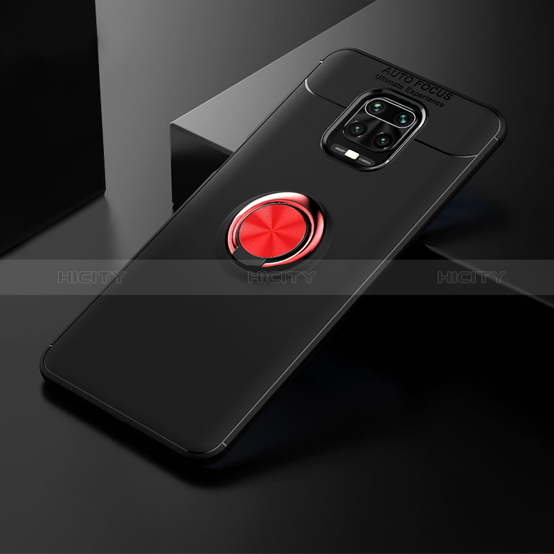 Custodia Silicone Ultra Sottile Morbida Cover con Magnetico Anello Supporto SD1 per Xiaomi Redmi Note 9S Rosso e Nero