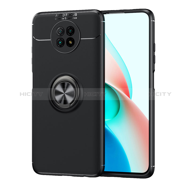 Custodia Silicone Ultra Sottile Morbida Cover con Magnetico Anello Supporto SD1 per Xiaomi Redmi Note 9T 5G Nero