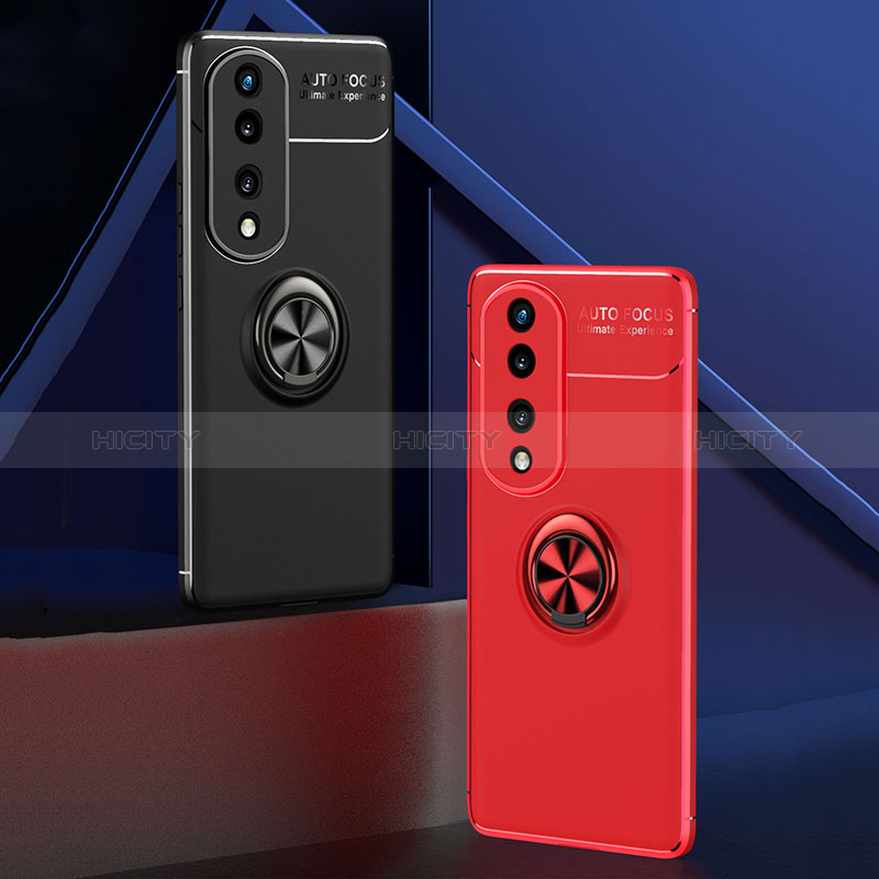 Custodia Silicone Ultra Sottile Morbida Cover con Magnetico Anello Supporto SD2 per Huawei Honor 70 Pro 5G