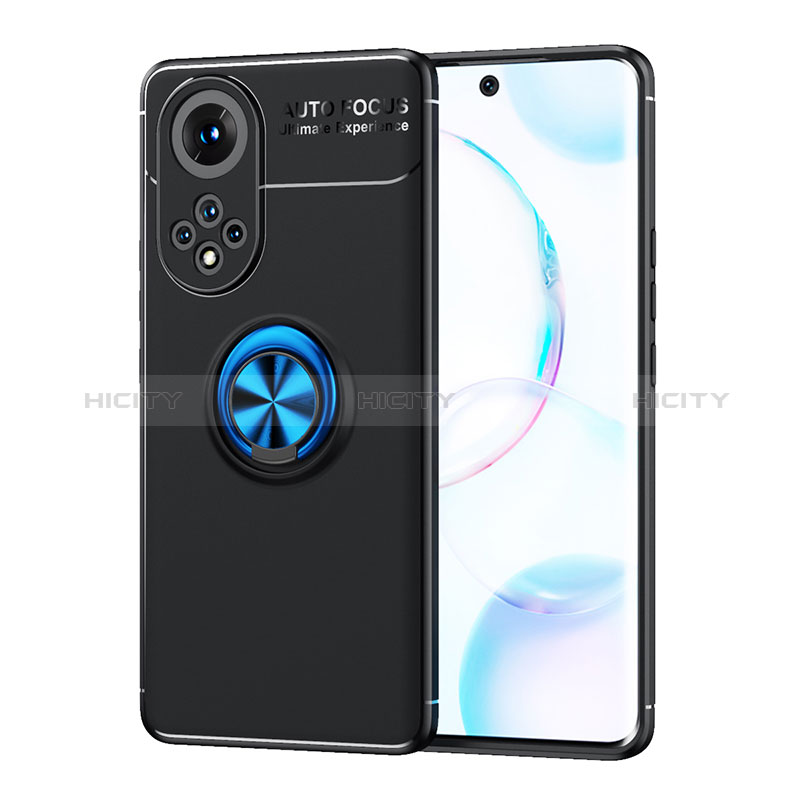 Custodia Silicone Ultra Sottile Morbida Cover con Magnetico Anello Supporto SD2 per Huawei Nova 9 Blu e Nero