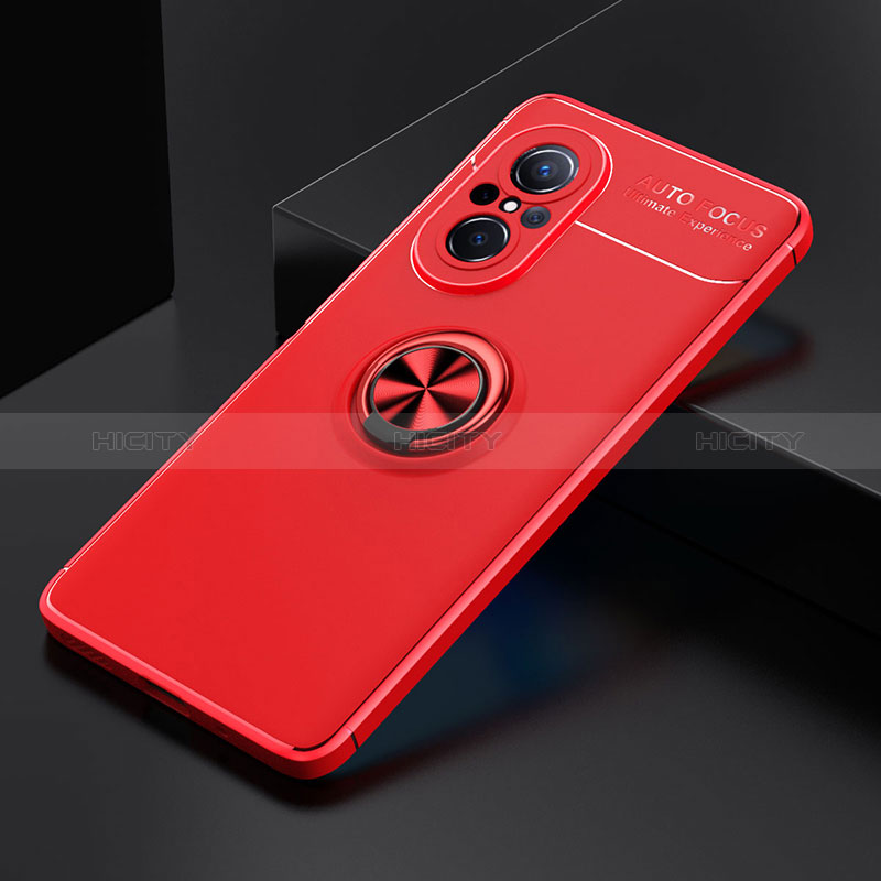 Custodia Silicone Ultra Sottile Morbida Cover con Magnetico Anello Supporto SD2 per Huawei Nova 9 SE Rosso