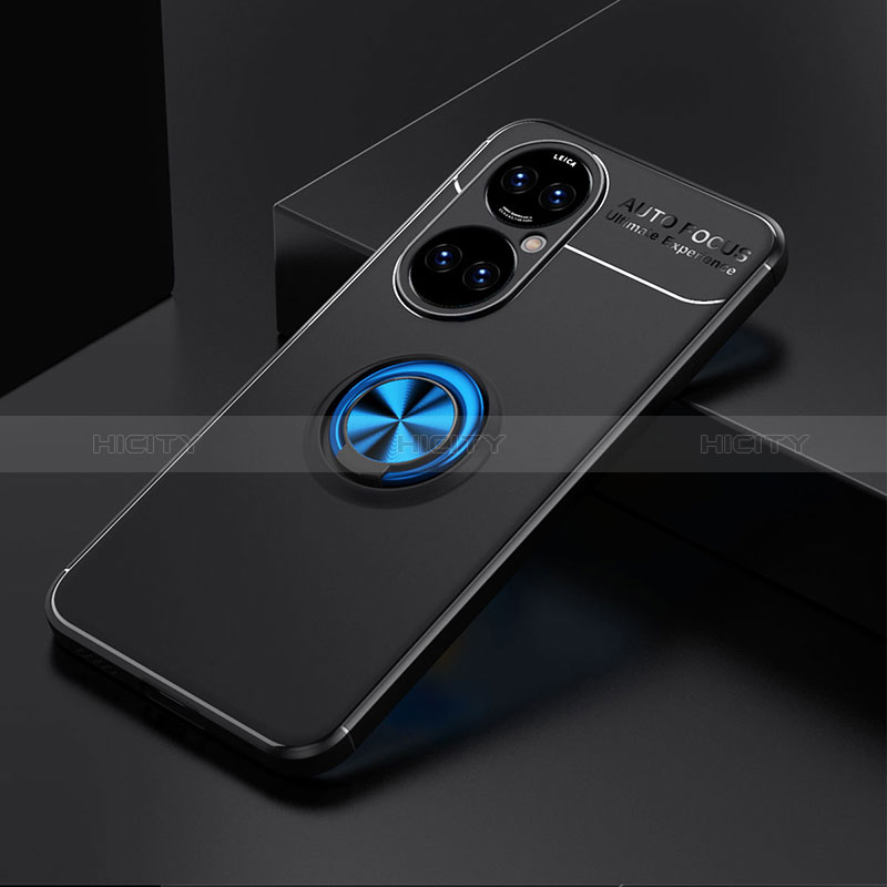 Custodia Silicone Ultra Sottile Morbida Cover con Magnetico Anello Supporto SD2 per Huawei P50 Pro