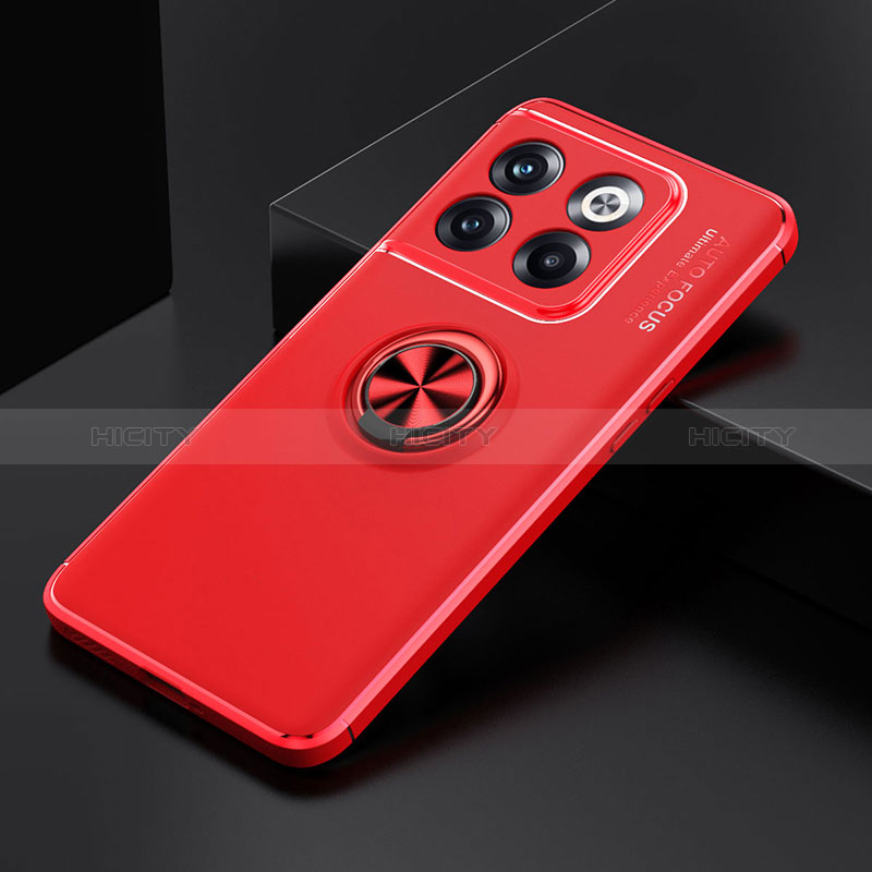 Custodia Silicone Ultra Sottile Morbida Cover con Magnetico Anello Supporto SD2 per OnePlus 10T 5G Rosso