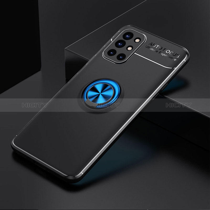 Custodia Silicone Ultra Sottile Morbida Cover con Magnetico Anello Supporto SD2 per OnePlus 9R 5G Blu e Nero