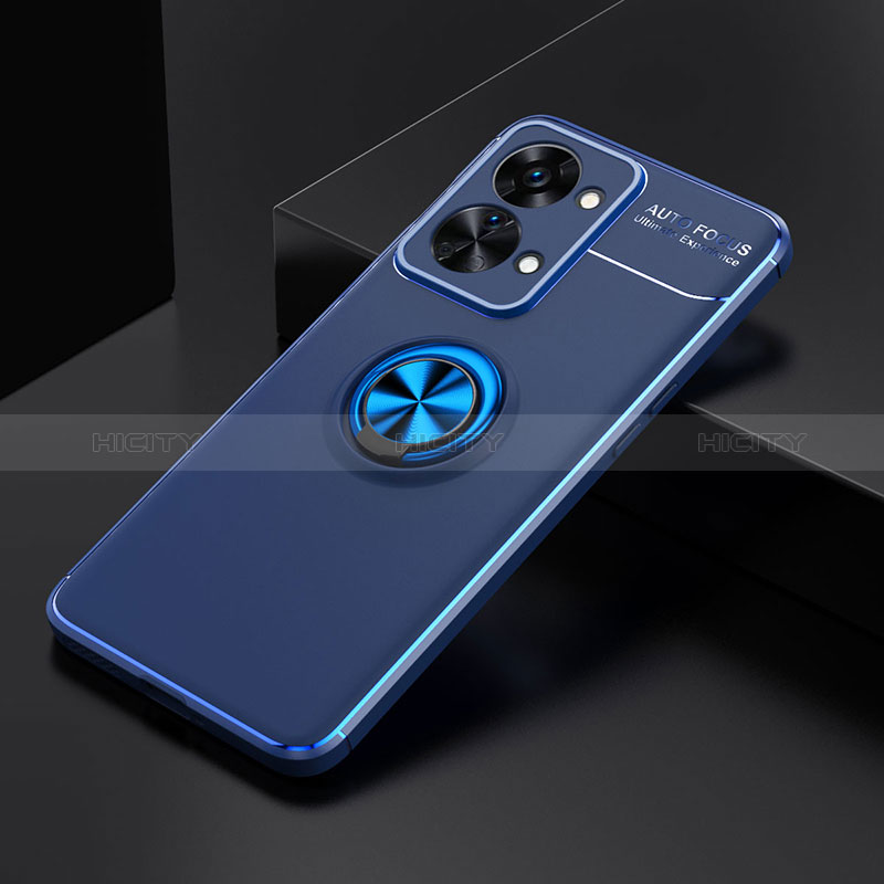 Custodia Silicone Ultra Sottile Morbida Cover con Magnetico Anello Supporto SD2 per OnePlus Nord 2T 5G