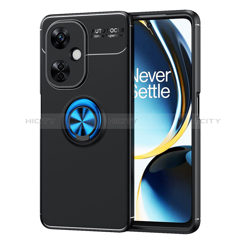 Custodia Silicone Ultra Sottile Morbida Cover con Magnetico Anello Supporto SD2 per OnePlus Nord CE 3 Lite 5G Blu e Nero