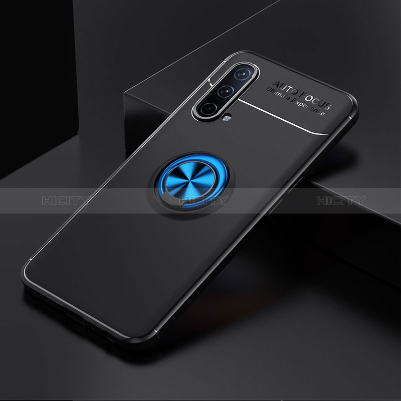 Custodia Silicone Ultra Sottile Morbida Cover con Magnetico Anello Supporto SD2 per OnePlus Nord CE 5G Blu e Nero