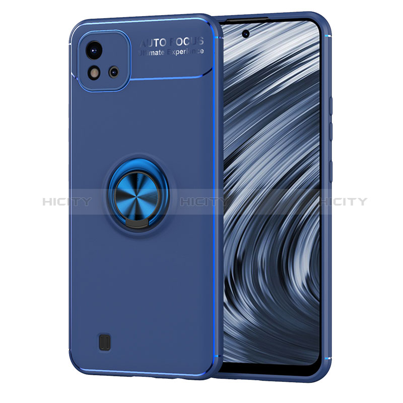 Custodia Silicone Ultra Sottile Morbida Cover con Magnetico Anello Supporto SD2 per Realme C20 Blu