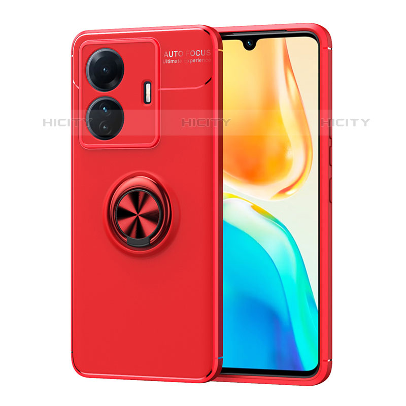 Custodia Silicone Ultra Sottile Morbida Cover con Magnetico Anello Supporto SD2 per Vivo iQOO Z6 Pro 5G Rosso