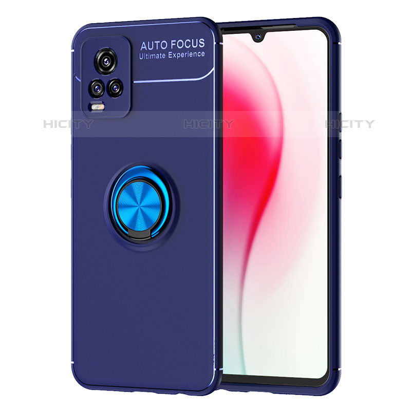 Custodia Silicone Ultra Sottile Morbida Cover con Magnetico Anello Supporto SD2 per Vivo V20 (2021) Blu