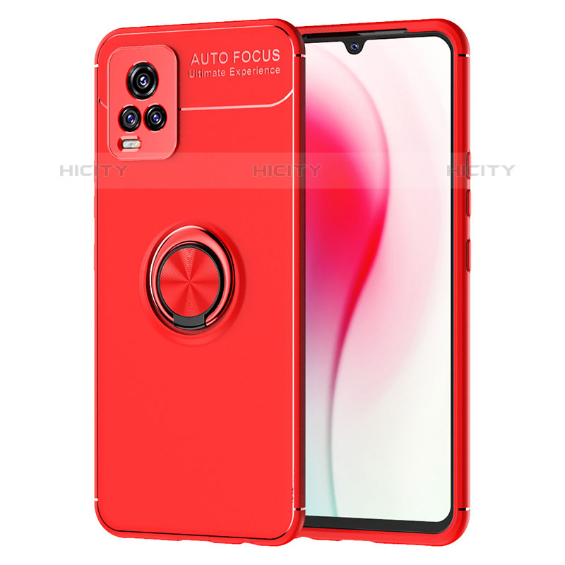 Custodia Silicone Ultra Sottile Morbida Cover con Magnetico Anello Supporto SD2 per Vivo V20 (2021) Rosso