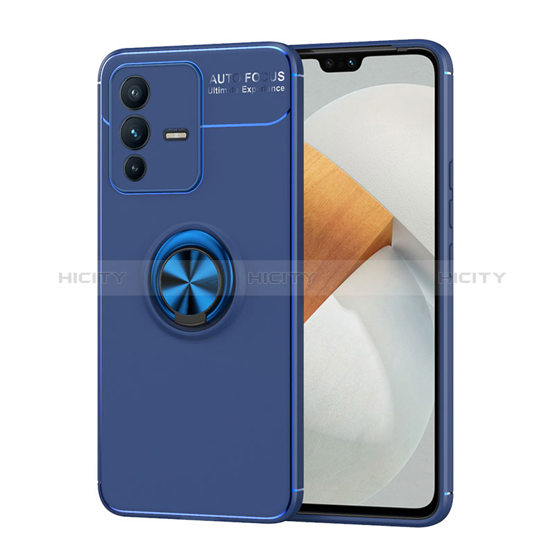 Custodia Silicone Ultra Sottile Morbida Cover con Magnetico Anello Supporto SD2 per Vivo V23 Pro 5G Blu