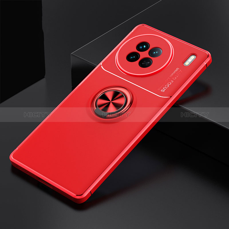 Custodia Silicone Ultra Sottile Morbida Cover con Magnetico Anello Supporto SD2 per Vivo X90 5G Rosso