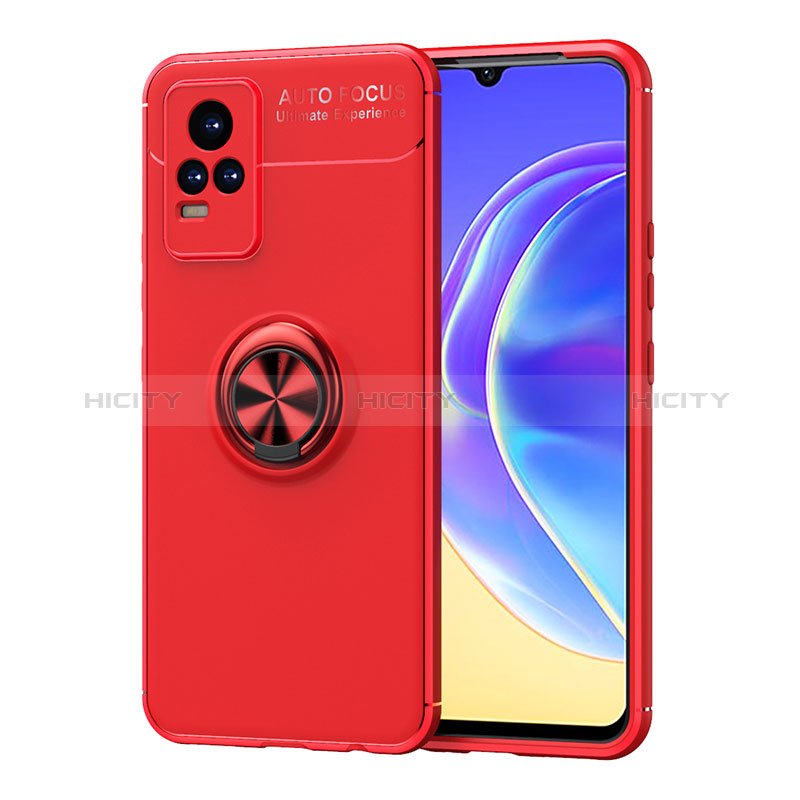 Custodia Silicone Ultra Sottile Morbida Cover con Magnetico Anello Supporto SD2 per Vivo Y73 (2021) Rosso