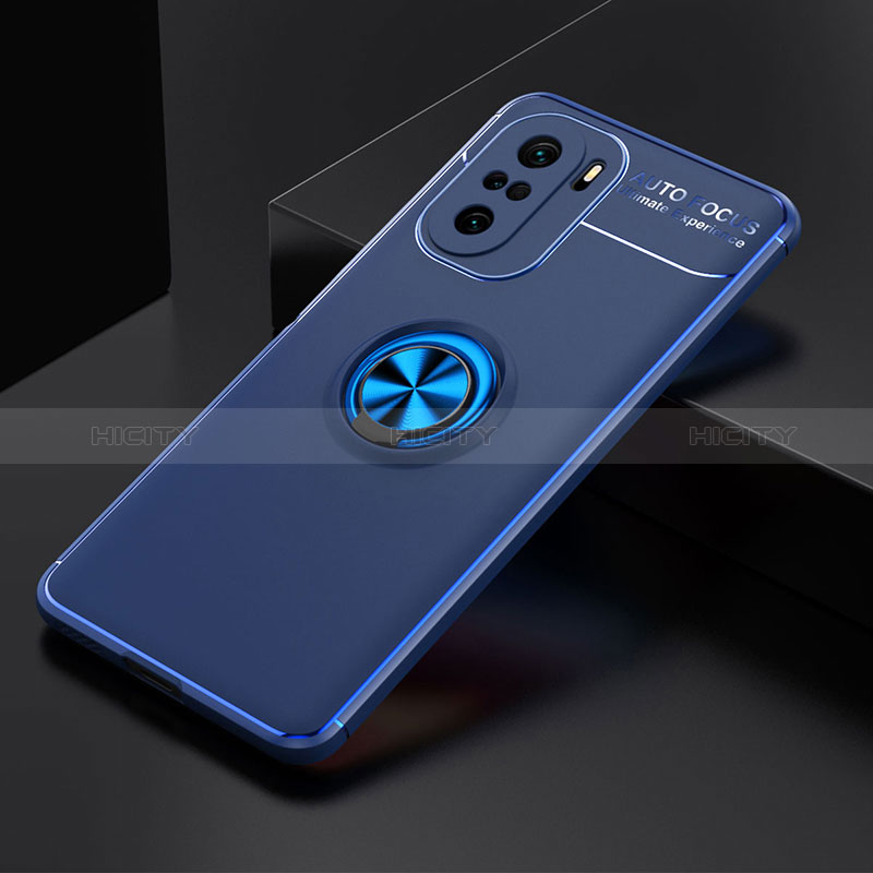 Custodia Silicone Ultra Sottile Morbida Cover con Magnetico Anello Supporto SD2 per Xiaomi Mi 11X 5G Blu