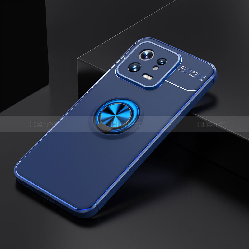 Custodia Silicone Ultra Sottile Morbida Cover con Magnetico Anello Supporto SD2 per Xiaomi Mi 13 5G Blu