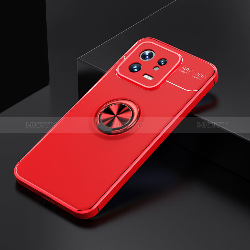 Custodia Silicone Ultra Sottile Morbida Cover con Magnetico Anello Supporto SD2 per Xiaomi Mi 13 5G Rosso