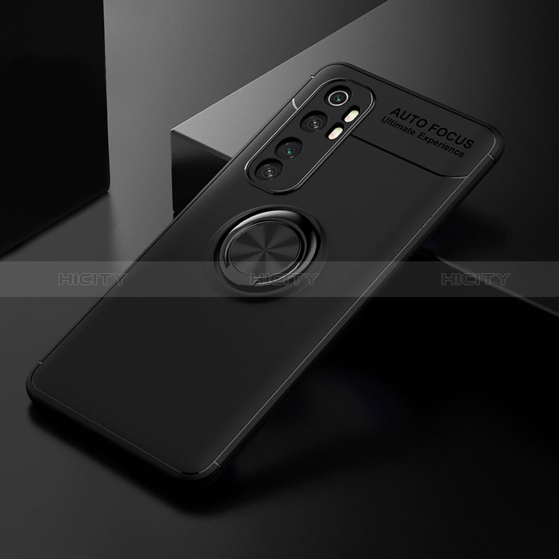 Custodia Silicone Ultra Sottile Morbida Cover con Magnetico Anello Supporto SD2 per Xiaomi Mi Note 10 Lite Nero