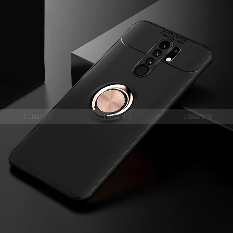 Custodia Silicone Ultra Sottile Morbida Cover con Magnetico Anello Supporto SD2 per Xiaomi Poco M2 Oro e Nero