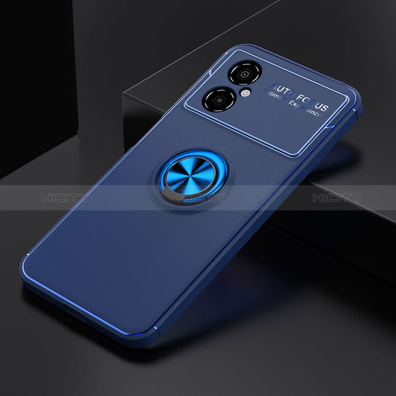 Custodia Silicone Ultra Sottile Morbida Cover con Magnetico Anello Supporto SD2 per Xiaomi Poco M4 5G Blu