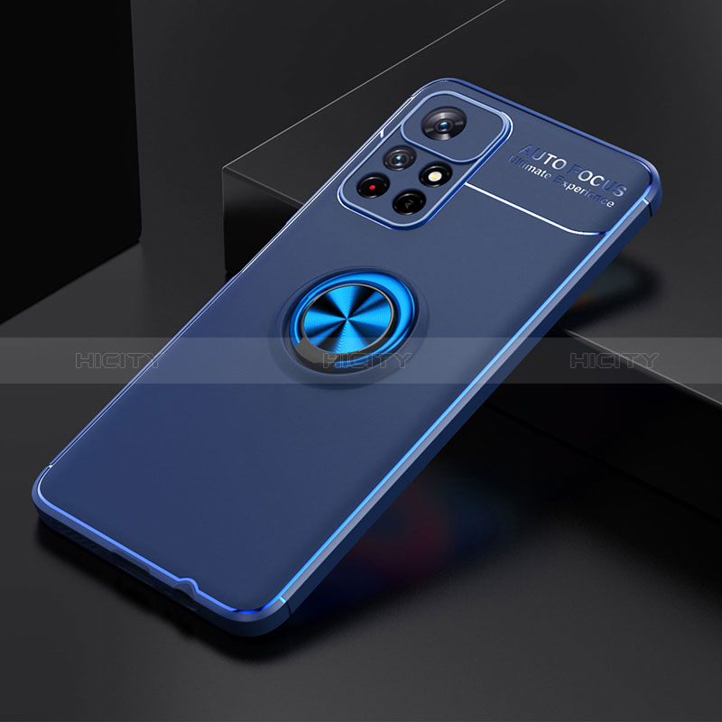 Custodia Silicone Ultra Sottile Morbida Cover con Magnetico Anello Supporto SD2 per Xiaomi Poco M4 Pro 5G Blu