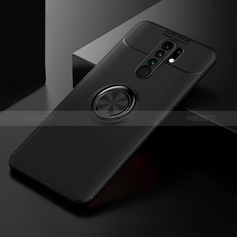 Custodia Silicone Ultra Sottile Morbida Cover con Magnetico Anello Supporto SD2 per Xiaomi Redmi 9 Nero