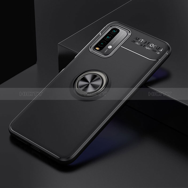 Custodia Silicone Ultra Sottile Morbida Cover con Magnetico Anello Supporto SD2 per Xiaomi Redmi 9 Power Nero