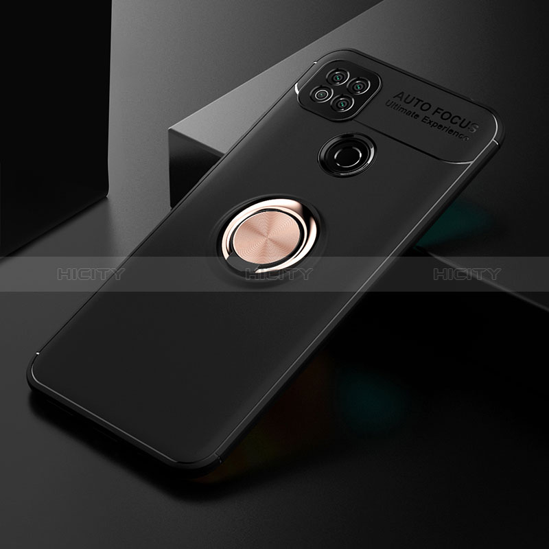 Custodia Silicone Ultra Sottile Morbida Cover con Magnetico Anello Supporto SD2 per Xiaomi Redmi 9C Oro e Nero