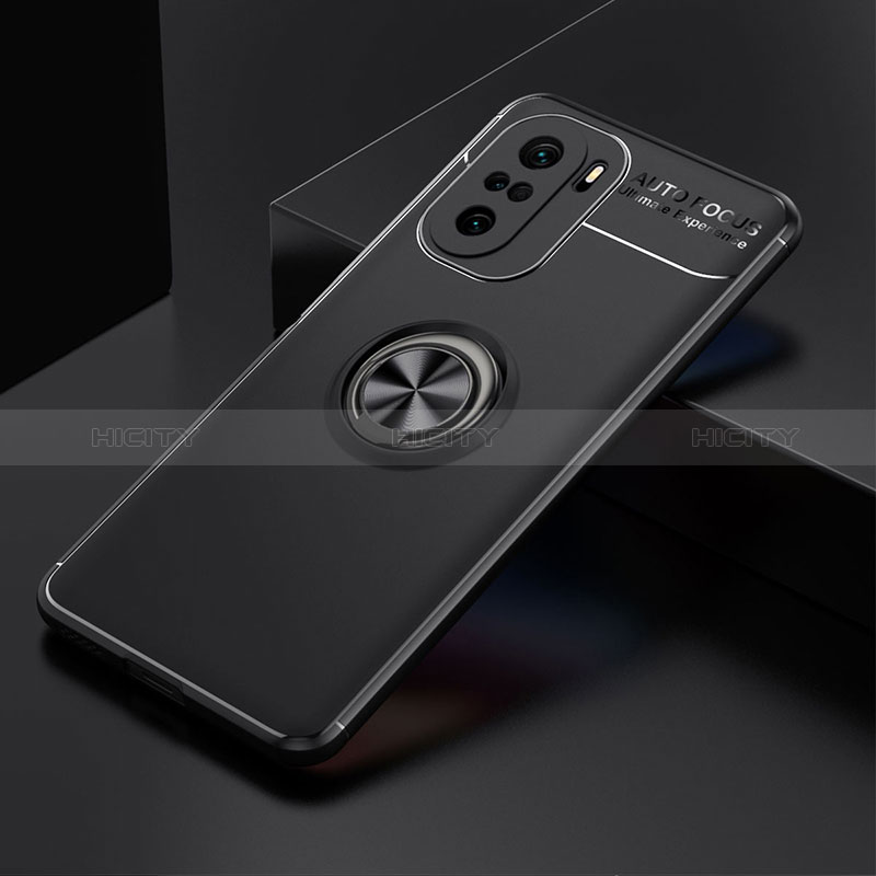 Custodia Silicone Ultra Sottile Morbida Cover con Magnetico Anello Supporto SD2 per Xiaomi Redmi K40 Pro 5G Nero