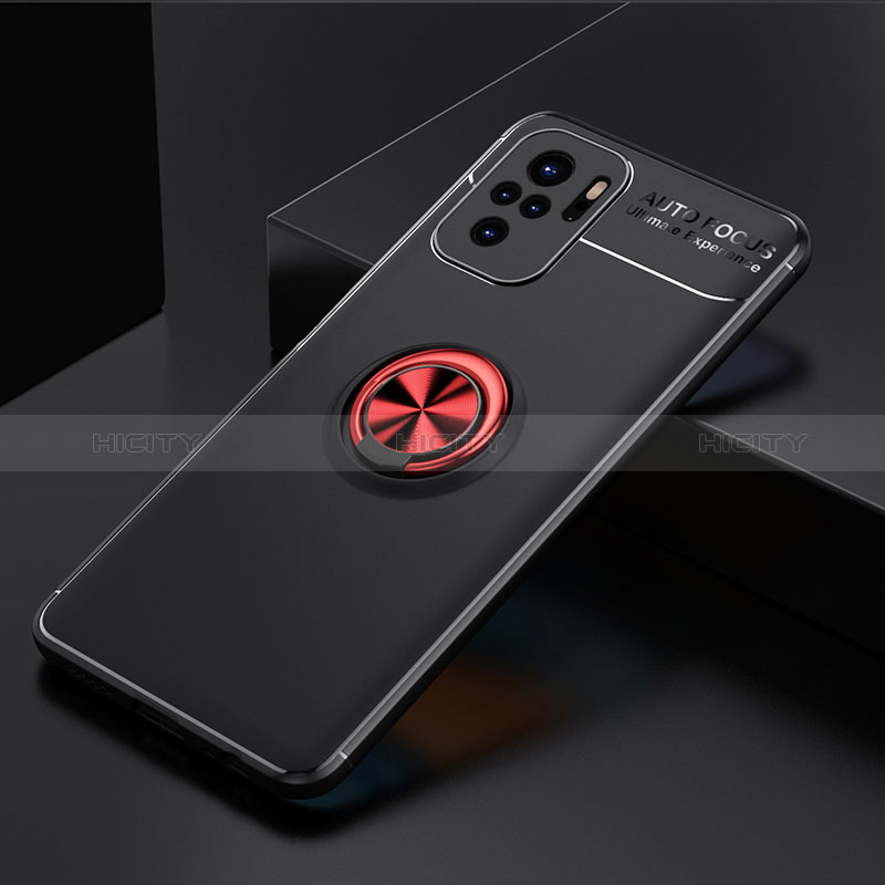 Custodia Silicone Ultra Sottile Morbida Cover con Magnetico Anello Supporto SD2 per Xiaomi Redmi Note 10S 4G Rosso e Nero