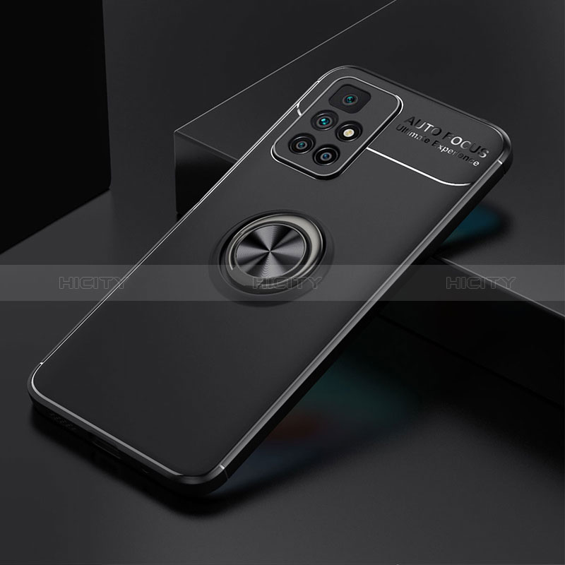 Custodia Silicone Ultra Sottile Morbida Cover con Magnetico Anello Supporto SD2 per Xiaomi Redmi Note 11 4G (2021) Nero