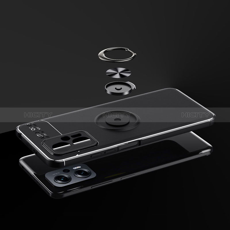 Custodia Silicone Ultra Sottile Morbida Cover con Magnetico Anello Supporto SD2 per Xiaomi Redmi Note 11T Pro+ Plus 5G