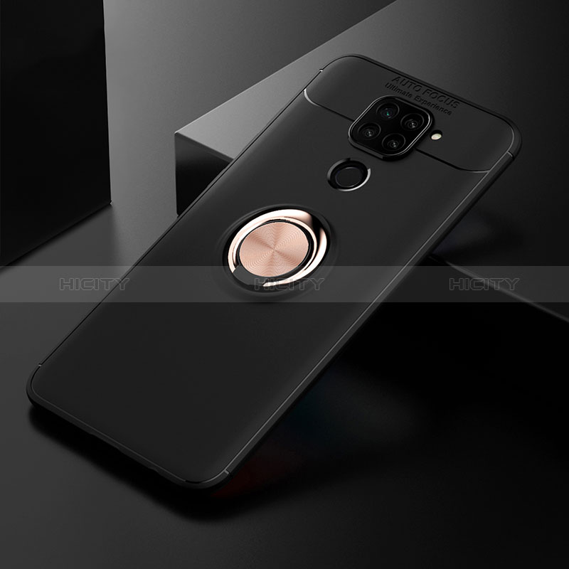 Custodia Silicone Ultra Sottile Morbida Cover con Magnetico Anello Supporto SD2 per Xiaomi Redmi Note 9 Oro e Nero