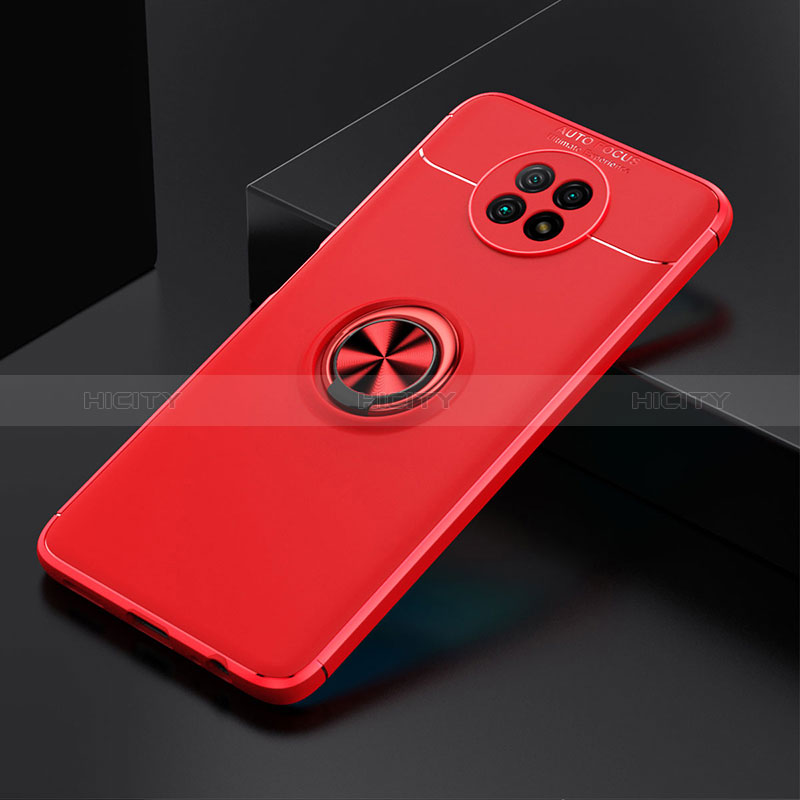Custodia Silicone Ultra Sottile Morbida Cover con Magnetico Anello Supporto SD2 per Xiaomi Redmi Note 9T 5G Rosso