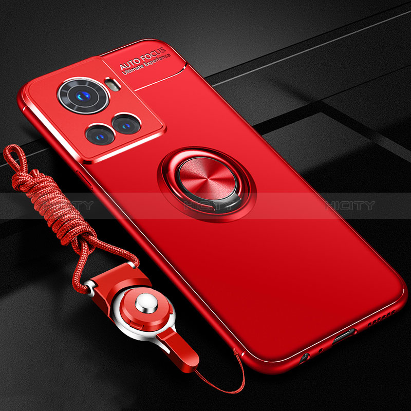 Custodia Silicone Ultra Sottile Morbida Cover con Magnetico Anello Supporto SD3 per OnePlus 10R 5G Rosso