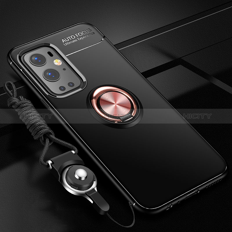 Custodia Silicone Ultra Sottile Morbida Cover con Magnetico Anello Supporto SD3 per OnePlus 9 Pro 5G