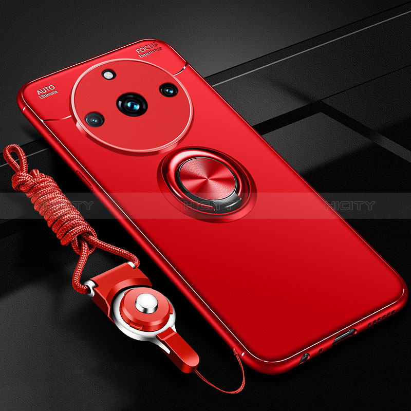 Custodia Silicone Ultra Sottile Morbida Cover con Magnetico Anello Supporto SD3 per Realme 11 Pro 5G Rosso