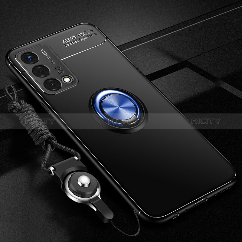 Custodia Silicone Ultra Sottile Morbida Cover con Magnetico Anello Supporto SD3 per Realme GT Master 5G Blu e Nero